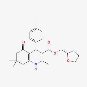 molecular formula C25H31NO4 B4966021 tetrahydro-2-furanylmethyl 2,7,7-trimethyl-4-(4-methylphenyl)-5-oxo-1,4,5,6,7,8-hexahydro-3-quinolinecarboxylate 