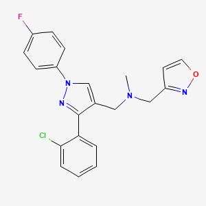 molecular formula C21H18ClFN4O B4966047 1-[3-(2-chlorophenyl)-1-(4-fluorophenyl)-1H-pyrazol-4-yl]-N-(3-isoxazolylmethyl)-N-methylmethanamine 