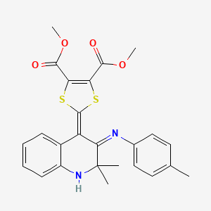 dimethyl 2-[2,2-dimethyl-3-[(4-methylphenyl)imino]-2,3-dihydro-4(1H)-quinolinylidene]-1,3-dithiole-4,5-dicarboxylate