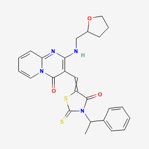 molecular formula C25H24N4O3S2 B4966063 3-{[4-oxo-3-(1-phenylethyl)-2-thioxo-1,3-thiazolidin-5-ylidene]methyl}-2-[(tetrahydro-2-furanylmethyl)amino]-4H-pyrido[1,2-a]pyrimidin-4-one 