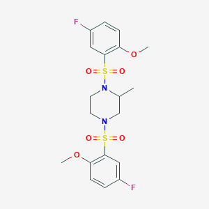 molecular formula C19H22F2N2O6S2 B496609 1,4-Bis((5-fluoro-2-methoxyphenyl)sulfonyl)-2-methylpiperazine CAS No. 634175-80-7