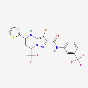 molecular formula C19H13BrF6N4OS B4966099 3-bromo-5-(2-thienyl)-7-(trifluoromethyl)-N-[3-(trifluoromethyl)phenyl]-4,5,6,7-tetrahydropyrazolo[1,5-a]pyrimidine-2-carboxamide 