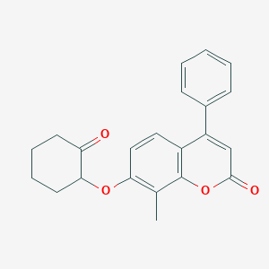 molecular formula C22H20O4 B4966126 8-methyl-7-[(2-oxocyclohexyl)oxy]-4-phenyl-2H-chromen-2-one 
