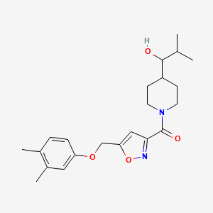 molecular formula C22H30N2O4 B4966134 1-[1-({5-[(3,4-dimethylphenoxy)methyl]-3-isoxazolyl}carbonyl)-4-piperidinyl]-2-methyl-1-propanol 