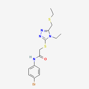 molecular formula C15H19BrN4OS2 B4966138 N-(4-bromophenyl)-2-({4-ethyl-5-[(ethylthio)methyl]-4H-1,2,4-triazol-3-yl}thio)acetamide 