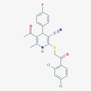 molecular formula C23H17Cl2FN2O2S B4966163 5-acetyl-2-{[2-(2,4-dichlorophenyl)-2-oxoethyl]thio}-4-(4-fluorophenyl)-6-methyl-1,4-dihydro-3-pyridinecarbonitrile 