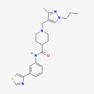 molecular formula C23H29N5OS B4966173 1-[(3-methyl-1-propyl-1H-pyrazol-4-yl)methyl]-N-[3-(1,3-thiazol-4-yl)phenyl]-4-piperidinecarboxamide 