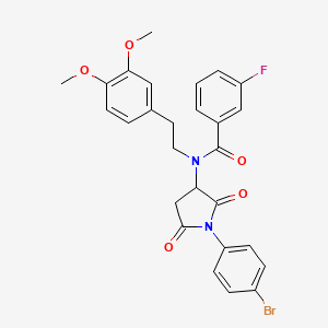 molecular formula C27H24BrFN2O5 B4966177 N-[1-(4-bromophenyl)-2,5-dioxo-3-pyrrolidinyl]-N-[2-(3,4-dimethoxyphenyl)ethyl]-3-fluorobenzamide 