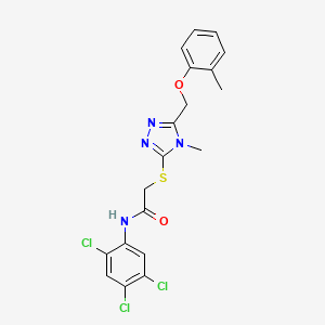 molecular formula C19H17Cl3N4O2S B4966247 2-({4-methyl-5-[(2-methylphenoxy)methyl]-4H-1,2,4-triazol-3-yl}thio)-N-(2,4,5-trichlorophenyl)acetamide 