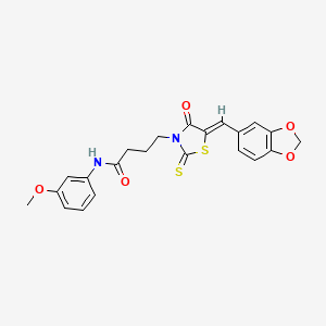 molecular formula C22H20N2O5S2 B4966303 4-[5-(1,3-benzodioxol-5-ylmethylene)-4-oxo-2-thioxo-1,3-thiazolidin-3-yl]-N-(3-methoxyphenyl)butanamide 