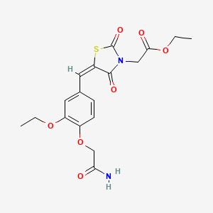 molecular formula C18H20N2O7S B4966308 ethyl {5-[4-(2-amino-2-oxoethoxy)-3-ethoxybenzylidene]-2,4-dioxo-1,3-thiazolidin-3-yl}acetate 