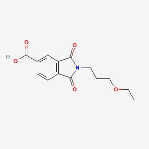 molecular formula C14H15NO5 B4966321 2-(3-ethoxypropyl)-1,3-dioxo-5-isoindolinecarboxylic acid 
