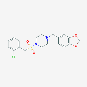 molecular formula C19H21ClN2O4S B496633 1-(1,3-Benzodioxol-5-ylmethyl)-4-[(2-chlorobenzyl)sulfonyl]piperazine 