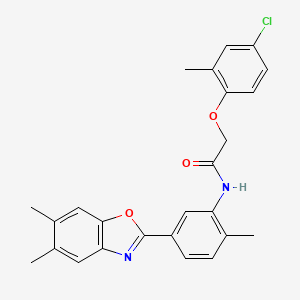 2-(4-chloro-2-methylphenoxy)-N-[5-(5,6-dimethyl-1,3-benzoxazol-2-yl)-2-methylphenyl]acetamide
