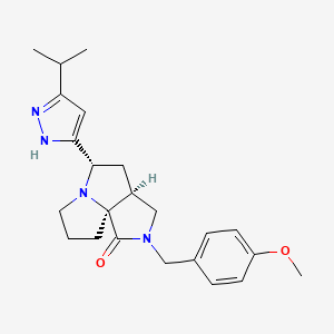 (3aS*,5S*,9aS*)-5-(5-isopropyl-1H-pyrazol-3-yl)-2-(4-methoxybenzyl)hexahydro-7H-pyrrolo[3,4-g]pyrrolizin-1(2H)-one