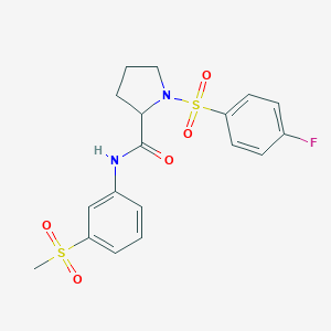 molecular formula C18H19FN2O5S2 B496644 1-[(4-fluorophenyl)sulfonyl]-N-[3-(methylsulfonyl)phenyl]prolinamide 
