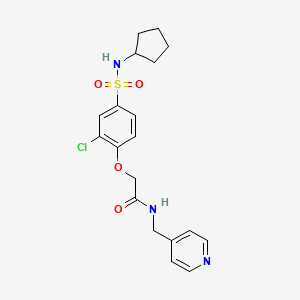 molecular formula C19H22ClN3O4S B4966446 2-{2-chloro-4-[(cyclopentylamino)sulfonyl]phenoxy}-N-(pyridin-4-ylmethyl)acetamide 