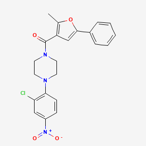 molecular formula C22H20ClN3O4 B4966460 1-(2-chloro-4-nitrophenyl)-4-(2-methyl-5-phenyl-3-furoyl)piperazine 