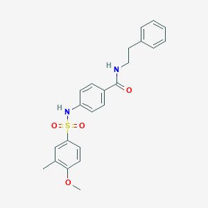molecular formula C23H24N2O4S B496649 4-{[(4-methoxy-3-methylphenyl)sulfonyl]amino}-N-(2-phenylethyl)benzamide 