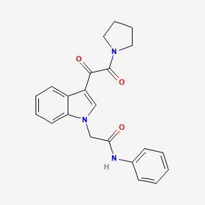 molecular formula C22H21N3O3 B4966497 2-{3-[oxo(1-pyrrolidinyl)acetyl]-1H-indol-1-yl}-N-phenylacetamide 