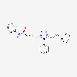 molecular formula C24H22N4O2S B4966528 3-{[5-(phenoxymethyl)-4-phenyl-4H-1,2,4-triazol-3-yl]thio}-N-phenylpropanamide 