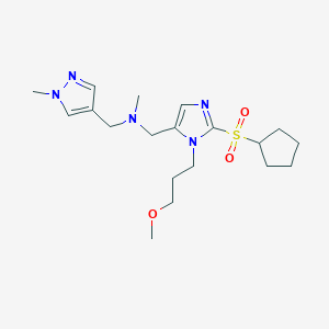 molecular formula C19H31N5O3S B4966557 1-[2-(cyclopentylsulfonyl)-1-(3-methoxypropyl)-1H-imidazol-5-yl]-N-methyl-N-[(1-methyl-1H-pyrazol-4-yl)methyl]methanamine 