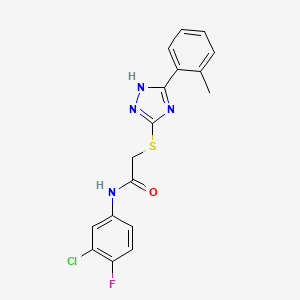molecular formula C17H14ClFN4OS B4966594 N-(3-chloro-4-fluorophenyl)-2-{[5-(2-methylphenyl)-4H-1,2,4-triazol-3-yl]thio}acetamide 