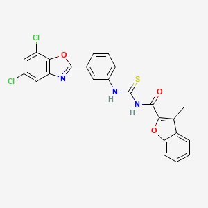 molecular formula C24H15Cl2N3O3S B4966700 N-({[3-(5,7-dichloro-1,3-benzoxazol-2-yl)phenyl]amino}carbonothioyl)-3-methyl-1-benzofuran-2-carboxamide 