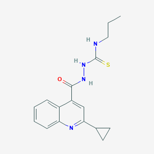 molecular formula C17H20N4OS B4966704 2-[(2-cyclopropyl-4-quinolinyl)carbonyl]-N-propylhydrazinecarbothioamide 