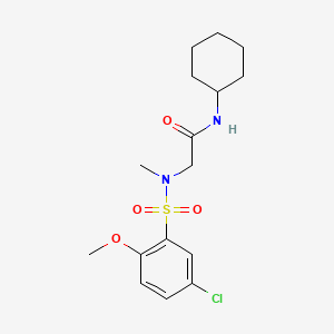 molecular formula C16H23ClN2O4S B4966719 N~2~-[(5-chloro-2-methoxyphenyl)sulfonyl]-N~1~-cyclohexyl-N~2~-methylglycinamide 