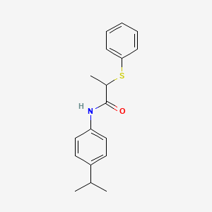 molecular formula C18H21NOS B4966822 N-(4-isopropylphenyl)-2-(phenylthio)propanamide 