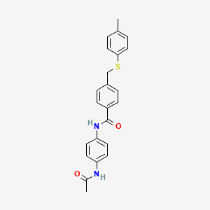 molecular formula C23H22N2O2S B4966929 N-[4-(acetylamino)phenyl]-4-{[(4-methylphenyl)thio]methyl}benzamide 