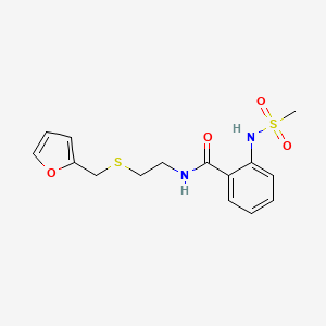 molecular formula C15H18N2O4S2 B4966940 N-{2-[(2-furylmethyl)thio]ethyl}-2-[(methylsulfonyl)amino]benzamide 
