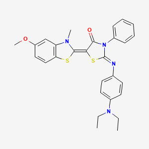 2-{[4-(diethylamino)phenyl]imino}-5-(5-methoxy-3-methyl-1,3-benzothiazol-2(3H)-ylidene)-3-phenyl-1,3-thiazolidin-4-one