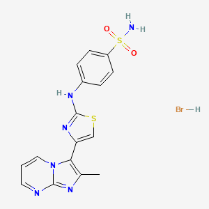 molecular formula C16H15BrN6O2S2 B4966975 4-{[4-(2-methylimidazo[1,2-a]pyrimidin-3-yl)-1,3-thiazol-2-yl]amino}benzenesulfonamide hydrobromide 