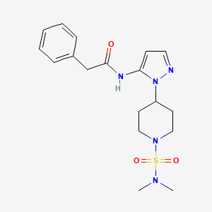 molecular formula C18H25N5O3S B4966978 N-(1-{1-[(dimethylamino)sulfonyl]-4-piperidinyl}-1H-pyrazol-5-yl)-2-phenylacetamide 