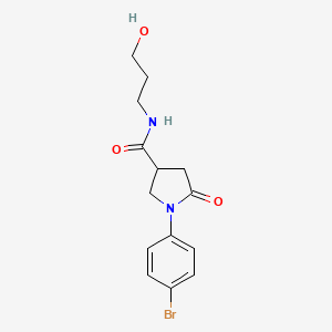 molecular formula C14H17BrN2O3 B4966991 1-(4-bromophenyl)-N-(3-hydroxypropyl)-5-oxo-3-pyrrolidinecarboxamide 