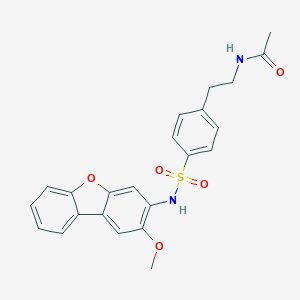 molecular formula C23H22N2O5S B496701 N-[2-(4-{[(2-methoxydibenzo[b,d]furan-3-yl)amino]sulfonyl}phenyl)ethyl]acetamide 