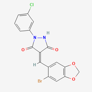 molecular formula C17H10BrClN2O4 B4967022 4-[(6-bromo-1,3-benzodioxol-5-yl)methylene]-1-(3-chlorophenyl)-3,5-pyrazolidinedione 