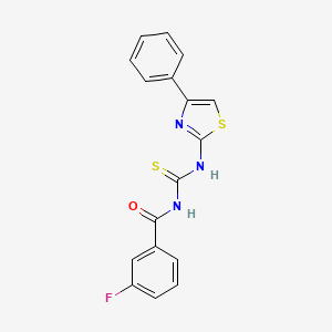 3-fluoro-N-{[(4-phenyl-1,3-thiazol-2-yl)amino]carbonothioyl}benzamide