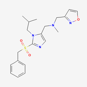 molecular formula C20H26N4O3S B4967053 1-[2-(benzylsulfonyl)-1-isobutyl-1H-imidazol-5-yl]-N-(3-isoxazolylmethyl)-N-methylmethanamine 