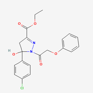 ethyl 5-(4-chlorophenyl)-5-hydroxy-1-(phenoxyacetyl)-4,5-dihydro-1H-pyrazole-3-carboxylate