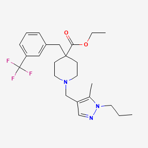 molecular formula C24H32F3N3O2 B4967091 ethyl 1-[(5-methyl-1-propyl-1H-pyrazol-4-yl)methyl]-4-[3-(trifluoromethyl)benzyl]-4-piperidinecarboxylate 