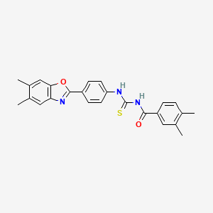 molecular formula C25H23N3O2S B4967102 N-({[4-(5,6-dimethyl-1,3-benzoxazol-2-yl)phenyl]amino}carbonothioyl)-3,4-dimethylbenzamide 