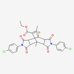 molecular formula C29H23BrCl2N2O6 B4967114 ethyl 7-bromo-4,10-bis(4-chlorophenyl)-1,14-dimethyl-3,5,9,11-tetraoxo-4,10-diazatetracyclo[5.5.2.0~2,6~.0~8,12~]tetradec-13-ene-13-carboxylate 