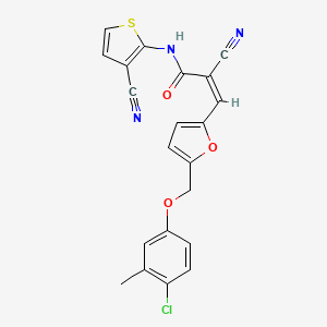 molecular formula C21H14ClN3O3S B4967130 3-{5-[(4-chloro-3-methylphenoxy)methyl]-2-furyl}-2-cyano-N-(3-cyano-2-thienyl)acrylamide 