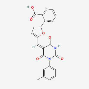 molecular formula C23H16N2O6 B4967134 2-(5-{[1-(3-methylphenyl)-2,4,6-trioxotetrahydro-5(2H)-pyrimidinylidene]methyl}-2-furyl)benzoic acid 