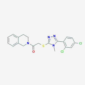 molecular formula C20H18Cl2N4OS B496720 2-{[5-(2,4-dichlorophenyl)-4-methyl-4H-1,2,4-triazol-3-yl]sulfanyl}-1-(3,4-dihydroisoquinolin-2(1H)-yl)ethanone 
