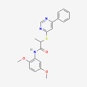 molecular formula C21H21N3O3S B4967212 N-(2,5-dimethoxyphenyl)-2-[(6-phenyl-4-pyrimidinyl)thio]propanamide 