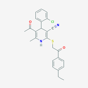 molecular formula C25H23ClN2O2S B4967231 5-acetyl-4-(2-chlorophenyl)-2-{[2-(4-ethylphenyl)-2-oxoethyl]thio}-6-methyl-1,4-dihydro-3-pyridinecarbonitrile 
